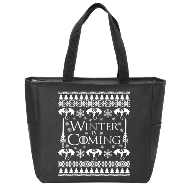 Winter is Coming Ugly Christmas Sweater Design Zip Tote Bag