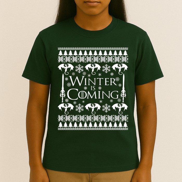 Winter is Coming Ugly Christmas Sweater Design T-Shirt
