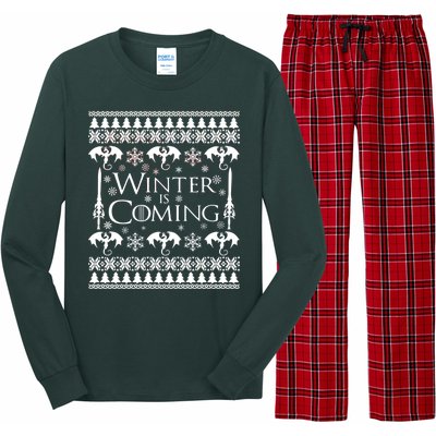 Winter is Coming Ugly Christmas Sweater Design Long Sleeve Pajama Set