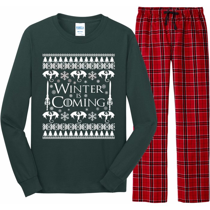 Winter is Coming Ugly Christmas Sweater Design Long Sleeve Pajama Set