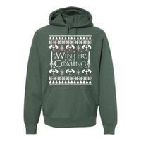 Winter is Coming Ugly Christmas Sweater Design Premium Hoodie