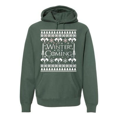 Winter is Coming Ugly Christmas Sweater Design Premium Hoodie