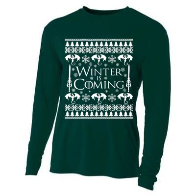 Winter is Coming Ugly Christmas Sweater Design Cooling Performance Long Sleeve Crew