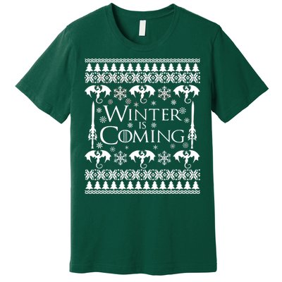 Winter is Coming Ugly Christmas Sweater Design Premium T-Shirt