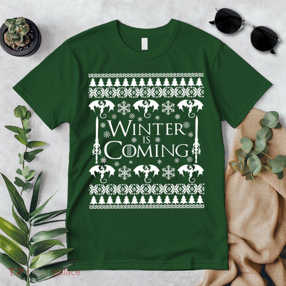 Winter is Coming Ugly Christmas Sweater Design Premium T-Shirt