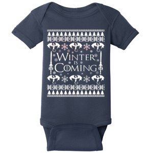 Winter is Coming Ugly Christmas Sweater Design Baby Bodysuit