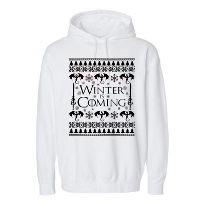 Winter is Coming Ugly Christmas Sweater Design Garment-Dyed Fleece Hoodie