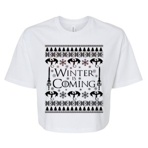 Winter is Coming Ugly Christmas Sweater Design Bella+Canvas Jersey Crop Tee