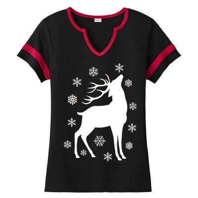 Winter Reindeer Ladies Halftime Notch Neck Tee