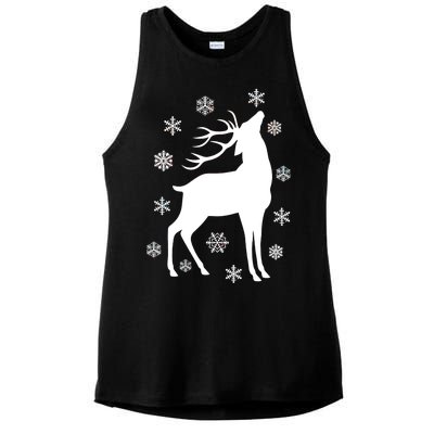 Winter Reindeer Ladies PosiCharge Tri-Blend Wicking Tank