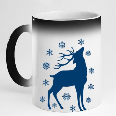 Winter Reindeer 11oz Black Color Changing Mug