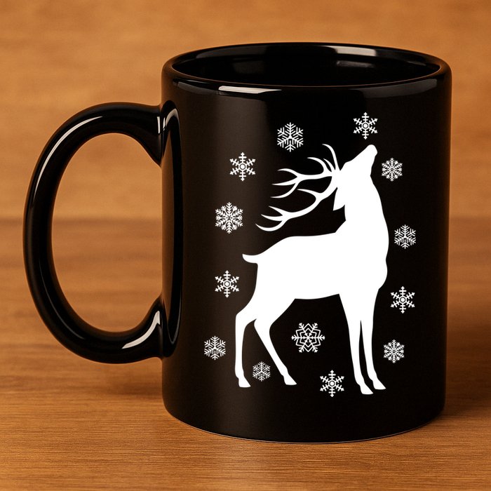 Winter Reindeer 11oz C Handle Ceramic Mug