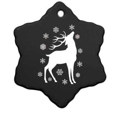 Winter Reindeer Ceramic Star Ornament