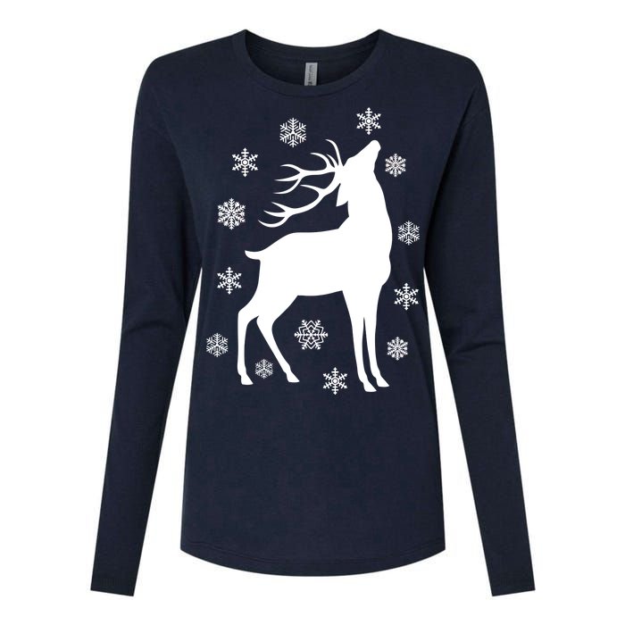 Winter Reindeer Womens Cotton Relaxed Long Sleeve T-Shirt