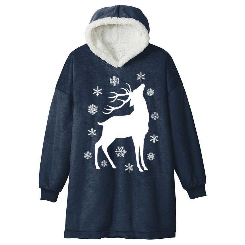 Winter Reindeer Hooded Wearable Blanket