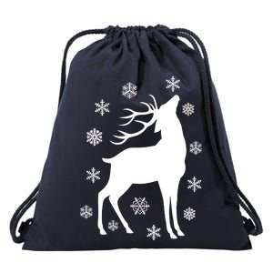 Winter Reindeer Drawstring Bag