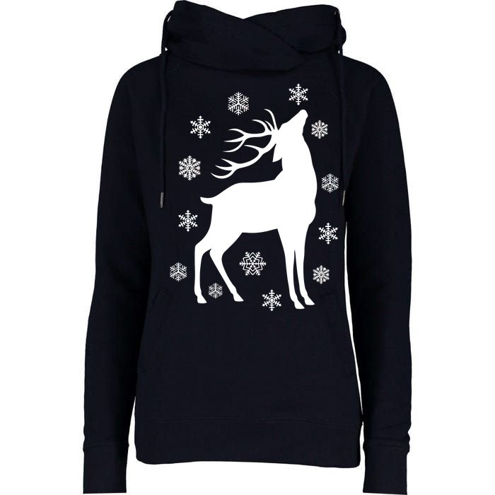 Winter Reindeer Womens Funnel Neck Pullover Hood