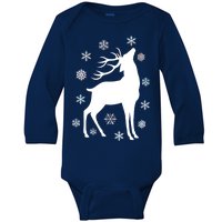 Winter Reindeer Baby Long Sleeve Bodysuit