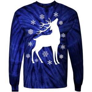 Winter Reindeer Tie-Dye Long Sleeve Shirt