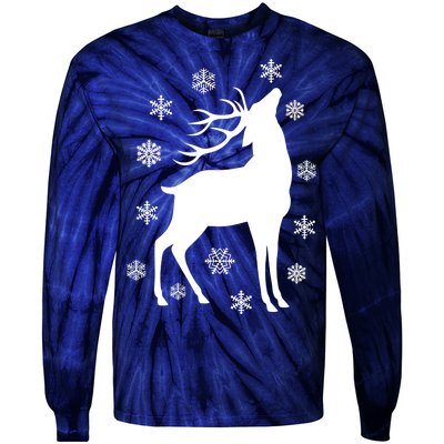 Winter Reindeer Tie-Dye Long Sleeve Shirt