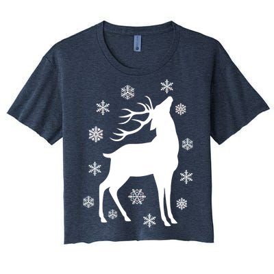 Winter Reindeer Women's Crop Top Tee