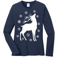 Winter Reindeer Ladies Long Sleeve Shirt