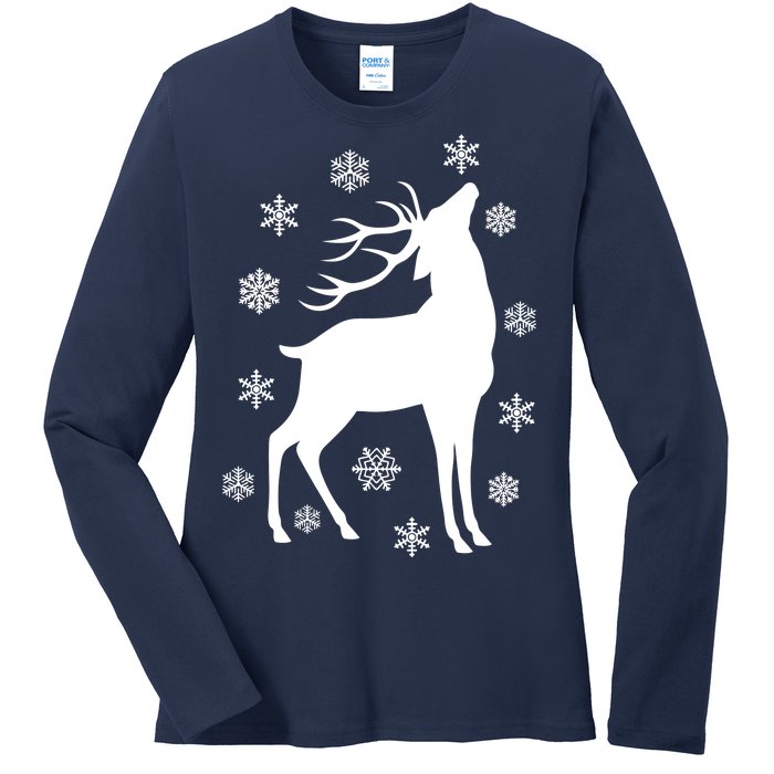 Winter Reindeer Ladies Long Sleeve Shirt