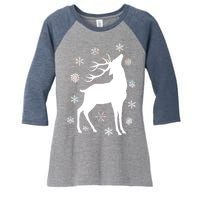 Winter Reindeer Women's Tri-Blend 3/4-Sleeve Raglan Shirt