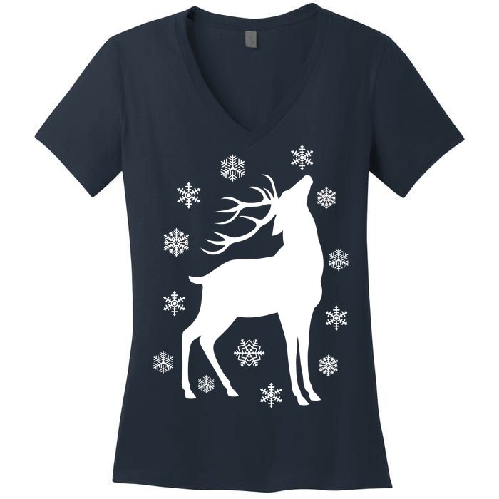 Winter Reindeer Women's V-Neck T-Shirt