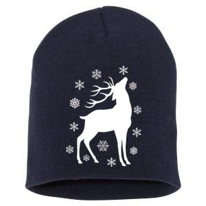 Winter Reindeer Short Acrylic Beanie