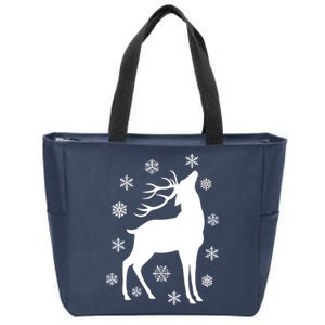 Winter Reindeer Zip Tote Bag