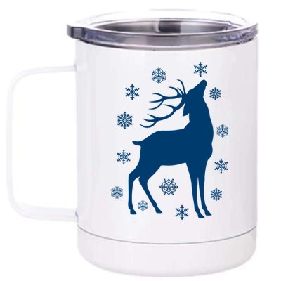 Winter Reindeer 12 oz Stainless Steel Tumbler Cup