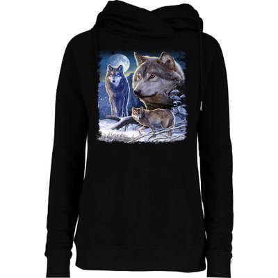 Winter Wolves Womens Funnel Neck Pullover Hood