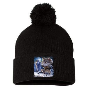 Winter Wolves Pom Pom 12in Knit Beanie