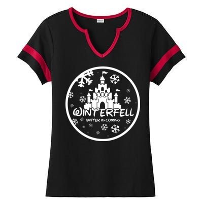 Winterfell Parody Logo Winter Is Coming Ladies Halftime Notch Neck Tee