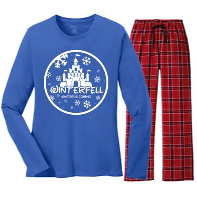 Winterfell Parody Logo Winter Is Coming Women's Long Sleeve Flannel Pajama Set 