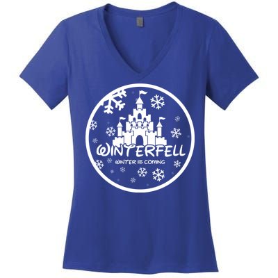 Winterfell Parody Logo Winter Is Coming Women's V-Neck T-Shirt