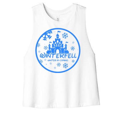 Winterfell Parody Logo Winter Is Coming Women's Racerback Cropped Tank