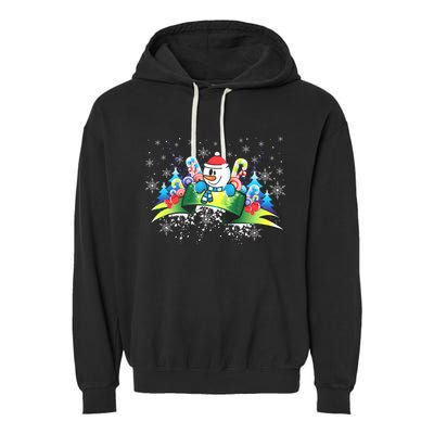 Winter's Snowman Holiday Garment-Dyed Fleece Hoodie