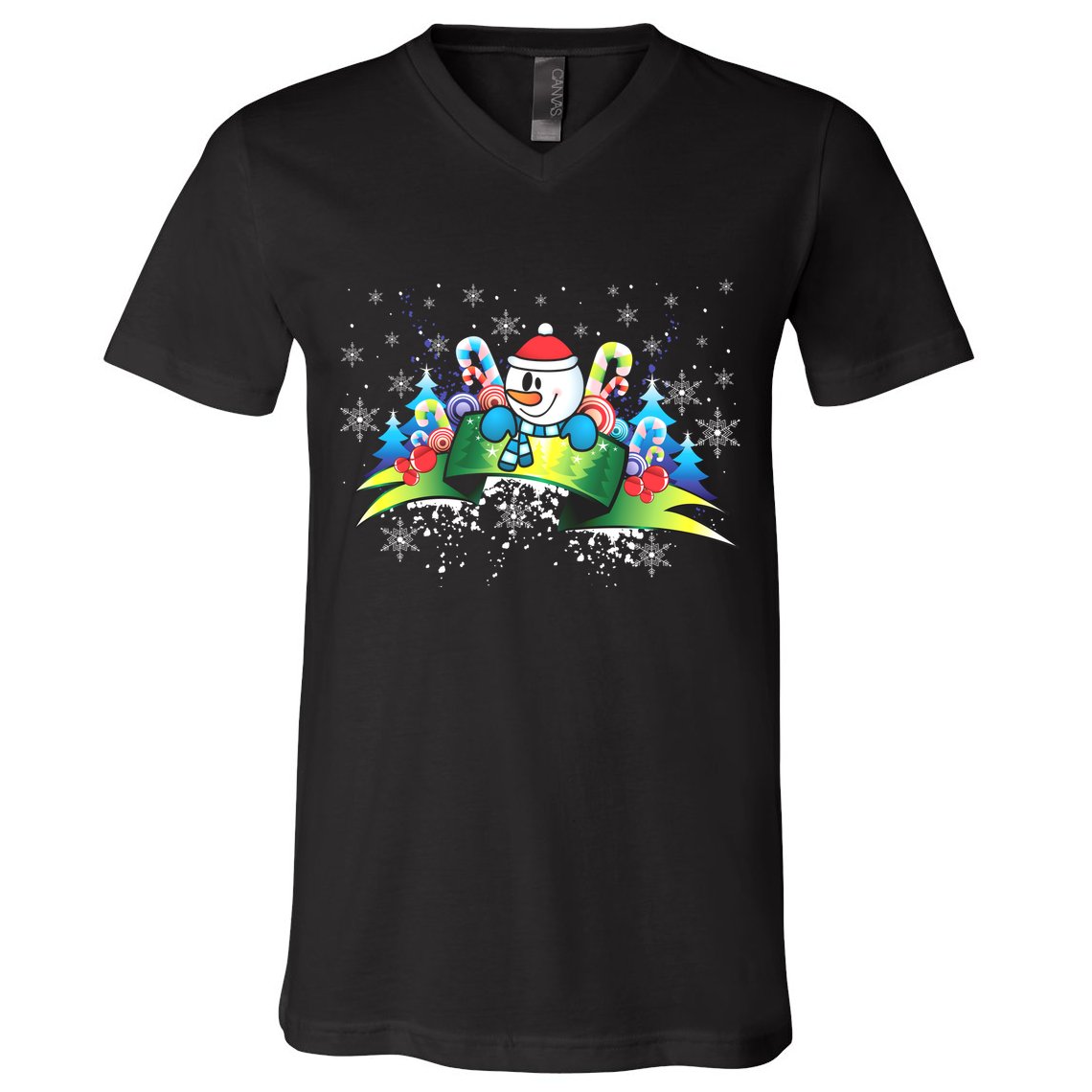 Winter's Snowman Holiday V-Neck T-Shirt