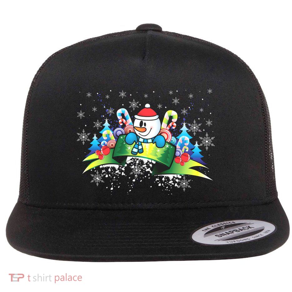 Winter's Snowman Holiday Flat Bill Trucker Hat