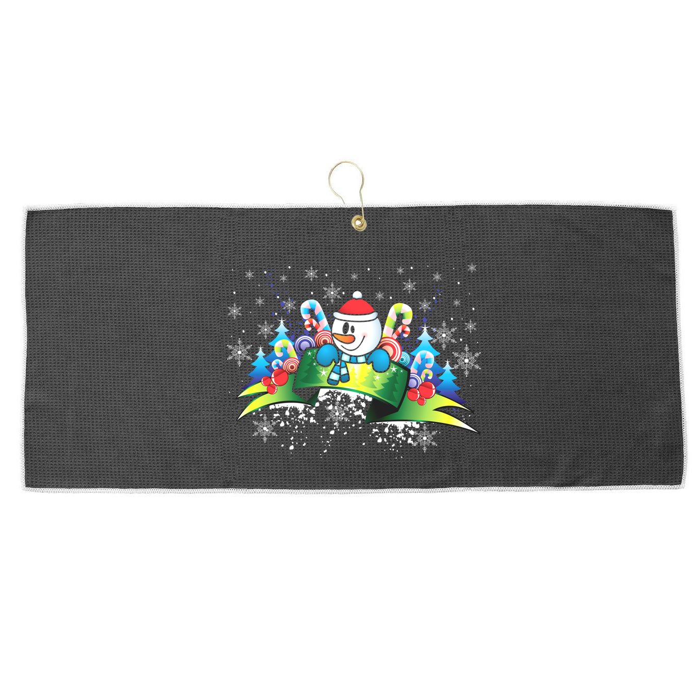 Winter's Snowman Holiday Large Microfiber Waffle Golf Towel