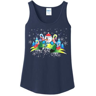 Winter's Snowman Holiday Ladies Essential Tank