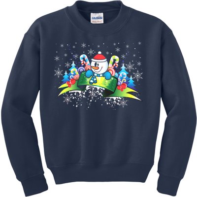 Winter's Snowman Holiday Kids Sweatshirt