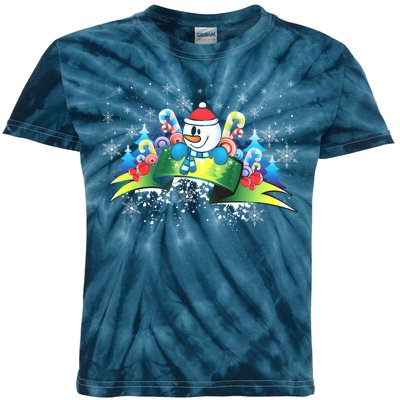 Winter's Snowman Holiday Kids Tie-Dye T-Shirt