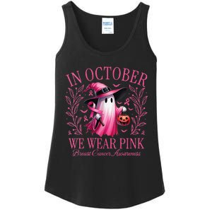 Women In October We Wear P.Ink Breast Cancer Awareness Halloween Gift Ladies Essential Tank