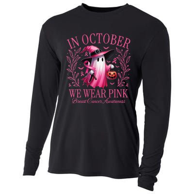 Women In October We Wear P.Ink Breast Cancer Awareness Halloween Gift Cooling Performance Long Sleeve Crew