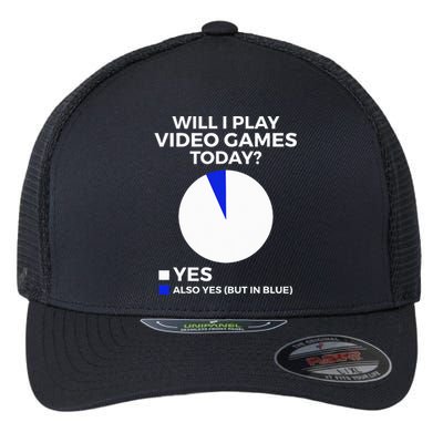 Will I Play Video Games Today Funny Gamer Gaming Flexfit Unipanel Trucker Cap