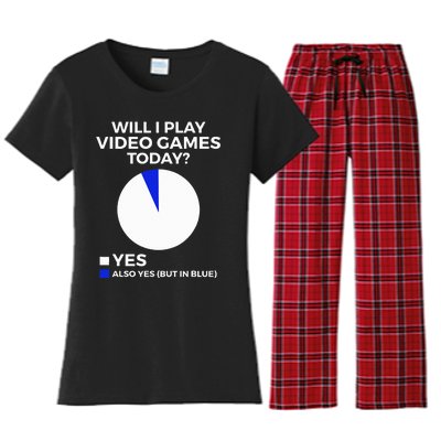 Will I Play Video Games Today Funny Gamer Gaming Women's Flannel Pajama Set