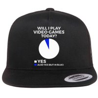 Will I Play Video Games Today Funny Gamer Gaming Flat Bill Trucker Hat